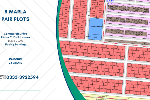 8 Marla Pair Commercial Plots for Sale in CCA6 Block Phase 7 DHA Lahore | Nayab Enterprises