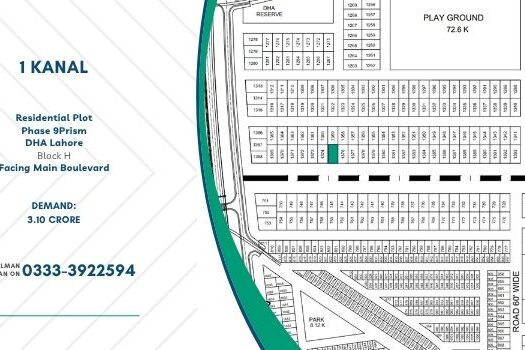 1 Kanal Residential Plot for Sale in H Block, DHA Lahore Phase 9 Prism | Nayab Enterprises